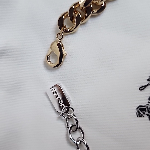 Coach Silver/Gold Chain Link Bracelet With Gemstone NWT - Picture 4 of 7